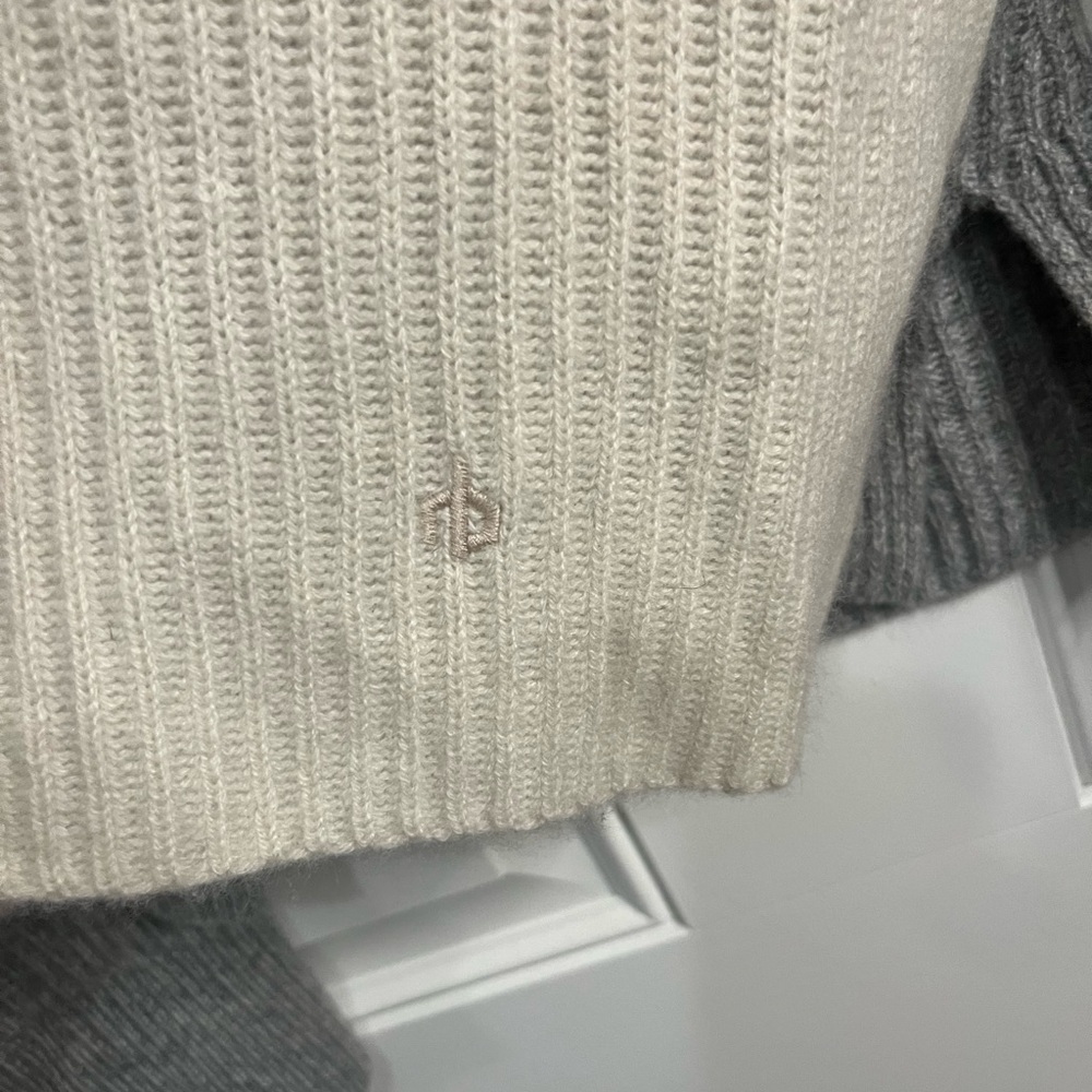 RAG & BONE
Pierce Colorblock Rib Cashmere Boxy Fit Knit Half Zip Sweater Gray XS - Picture 6 of 13